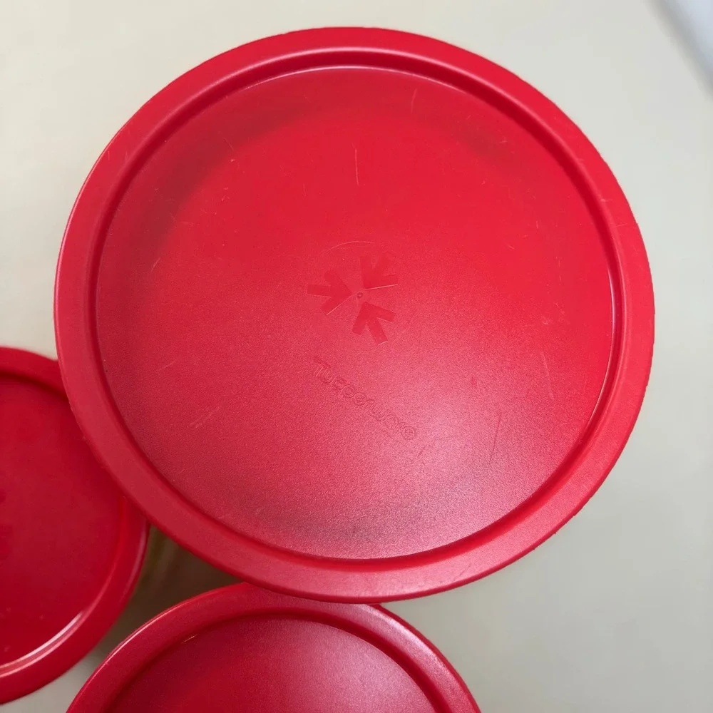 Vintage Tupperware Canister Set 3 Red Orange Green Fiesta Mexico Psychedelic